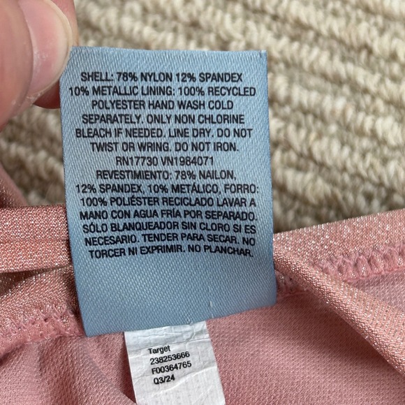 NWT Shade & Shore Bikini Set Womens S XS Pink Shimmer Metallic Glam Coquette - Picture 7 of 7